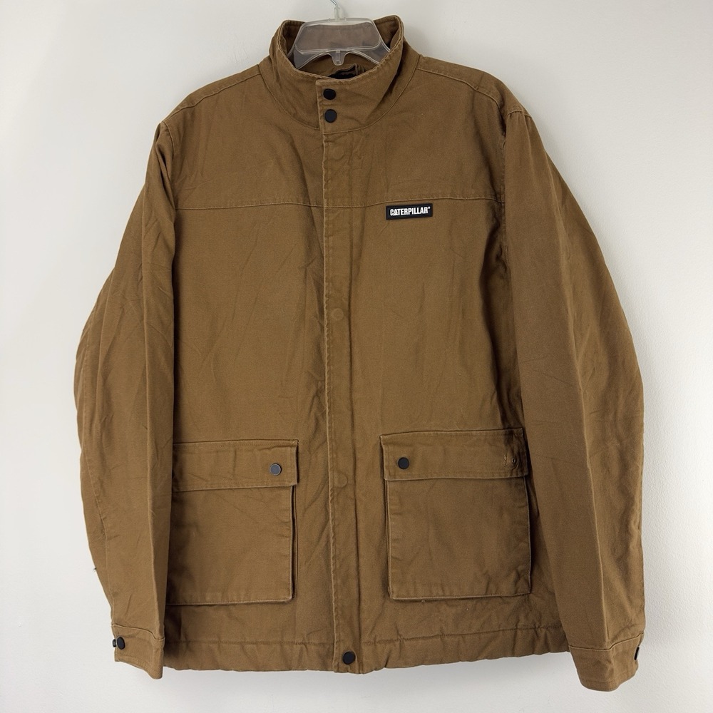 Caterpillar Men's Brown‎ Work Jacket XL Full Zip Snap Front Utility Pockets